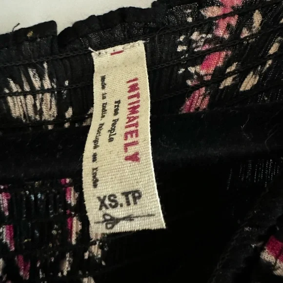 Intimately Free People Garden Party Maxi Dress XS Black Floral Smocked - Picture 6 of 6